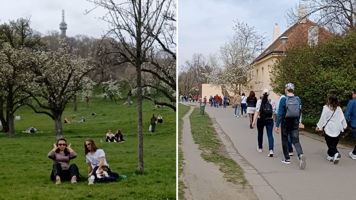 Petřín se zaplnil, jaro vytáhlo lidi do parků, chalupáře na zahrady